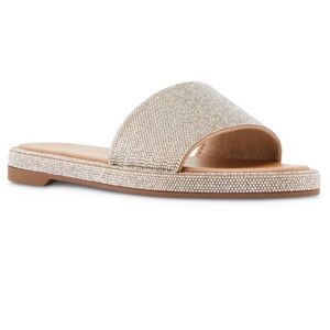 Madden Girl Addie Elegant Beige Silver Sandals Size 7.5